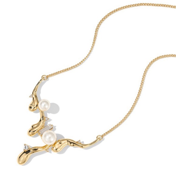 Alexis Bittar Crystal & Pearl Filigree Bib Necklace - Picture 3 of 7